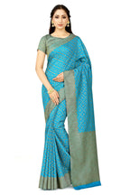 Mimosa Women's Patola Art Silk Turquoise Blue Saree | Grocsy