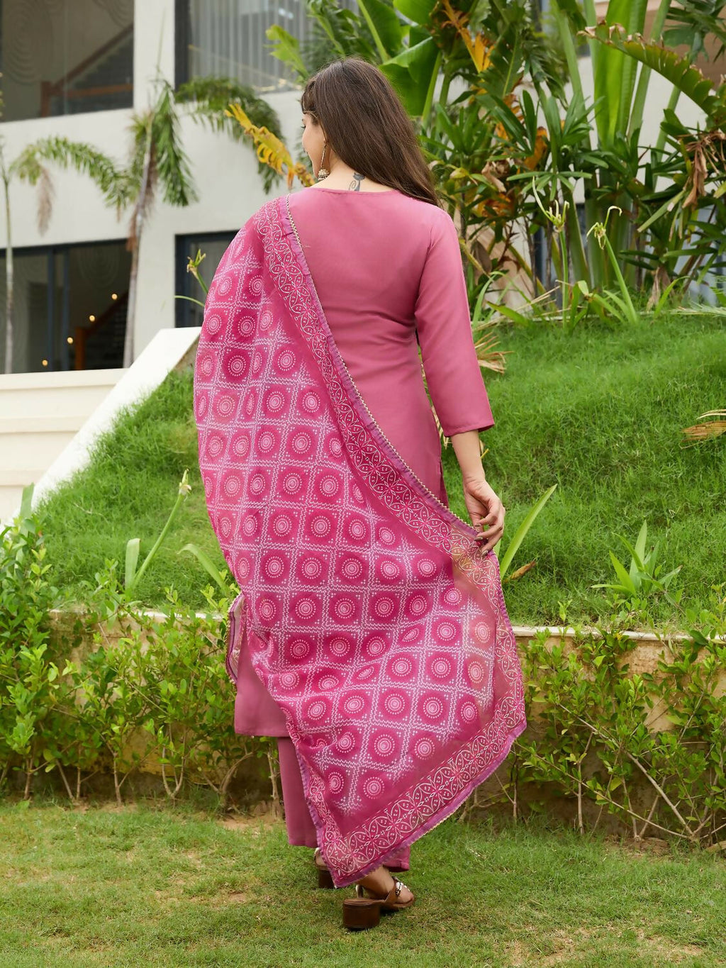 The52 Gajri Women's Beautiful Embroidered Rayon Fabric with Straight Kurta, Pant and Dupatta Set | Grocsy