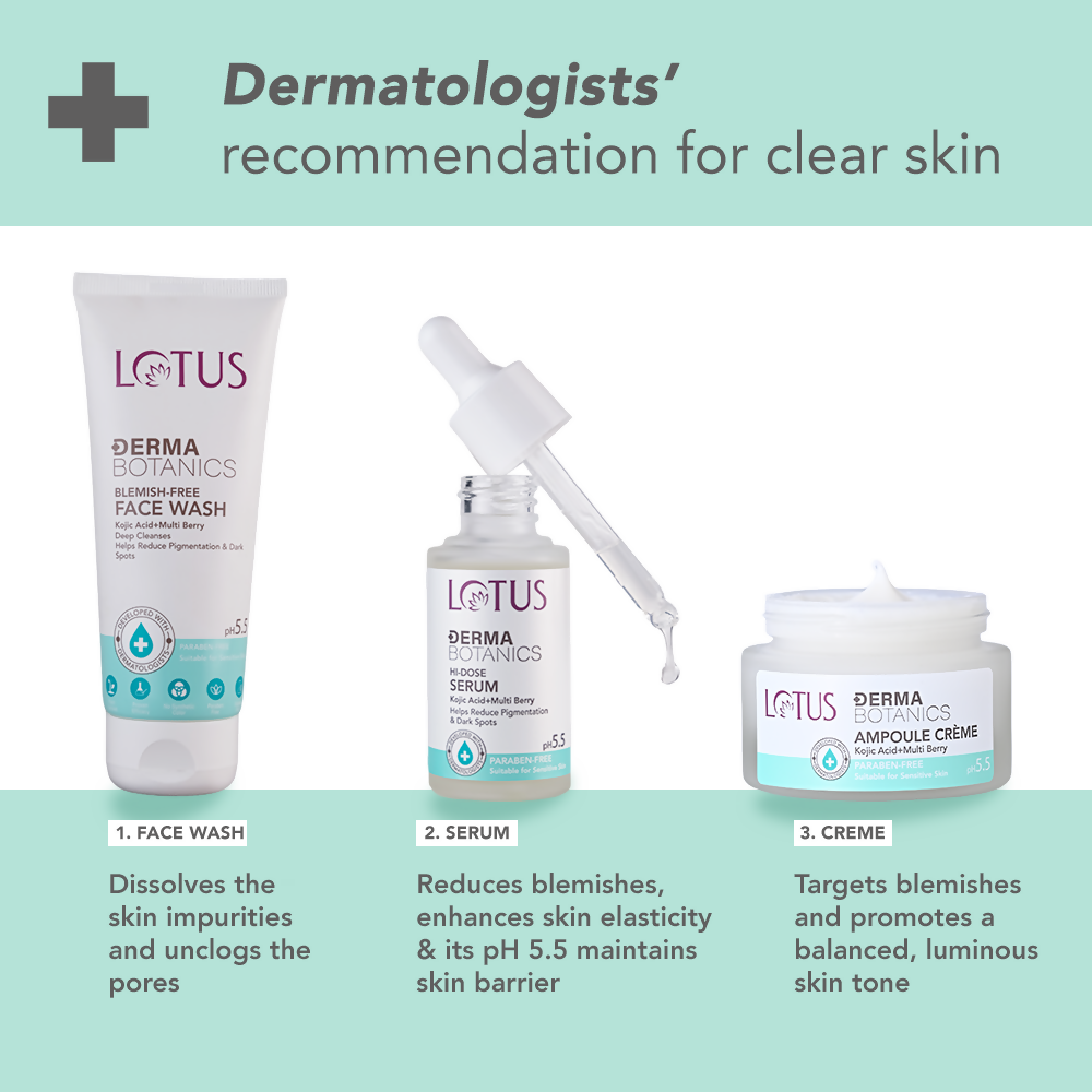 Lotus DermaBotanics Kojic acid + Multi berry Blemish - Free Facewash | Grocsy