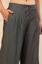 Juniper Women's Grey Denim Solid Flared Pant/Slim Pant | Grocsy