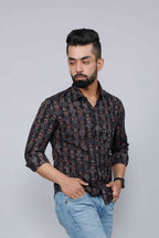 Miravan Men's Black Slim Fit Full Sleeves Shirt | Grocsy