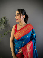 Joban Fashion Banarasi Royal Blue Woven Soft Silk Saree | Grocsy