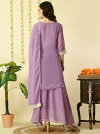 Myshka Women's Purple Georgette Kurta & Skirt With Dupatta Party Sets | Grocsy