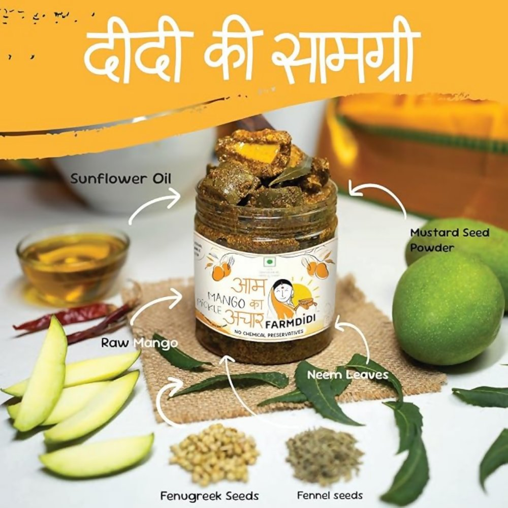 FarmDidi Mango Pickle - Tangy & Salty | Grocsy