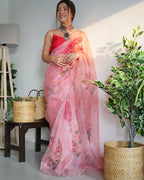 Vamsee Ramya Onion Organza Saree | Grocsy