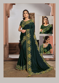 Green Silk Georgettesilk Thread And Cord Embroidery. Tassels Saree - Norita Hit | Grocsy