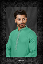 Joban Fashion C.Green Self Jacquard Kurta Pyjama | Grocsy