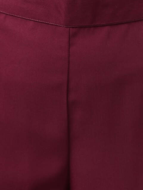 FIORRA Women's Wine Poly Crepe A-Line Kurta Set | Grocsy