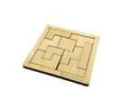 Kraftsman Portable Wooden Tetris Puzzle | 9 Pieces Puzzle 6x6 Board for Kids and Adults | Travel Pouch Included | Grocsy