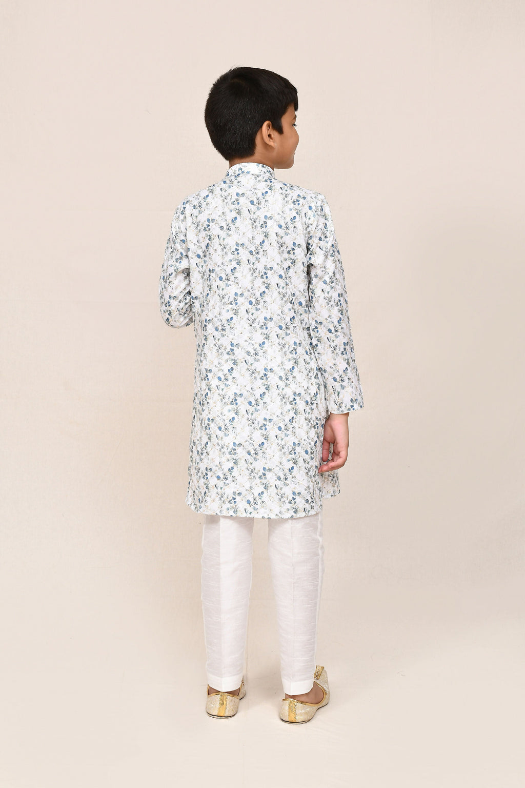 Joban Fashion Printed Cotton White Kurta With Straight Fit Pant | Grocsy