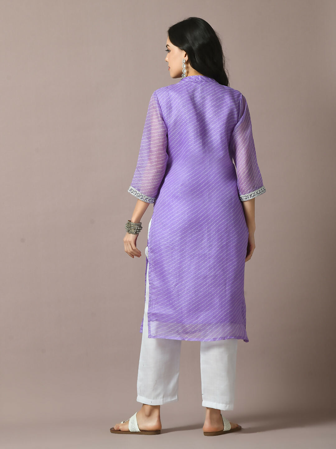 Myshka Women's Lavender Printed Cotton Blend Straight Party Kurta Set | Grocsy