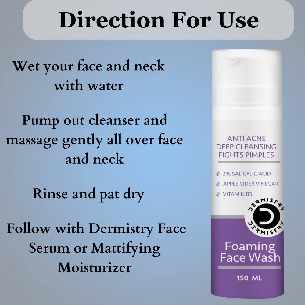 Dermistry 2% Salicylic Acid Anti Acne Oil Control Pimples Remover Foaming Face Wash | Grocsy