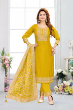 Joban Fashion Chinon Silk Gold Color Kurta Set | Grocsy