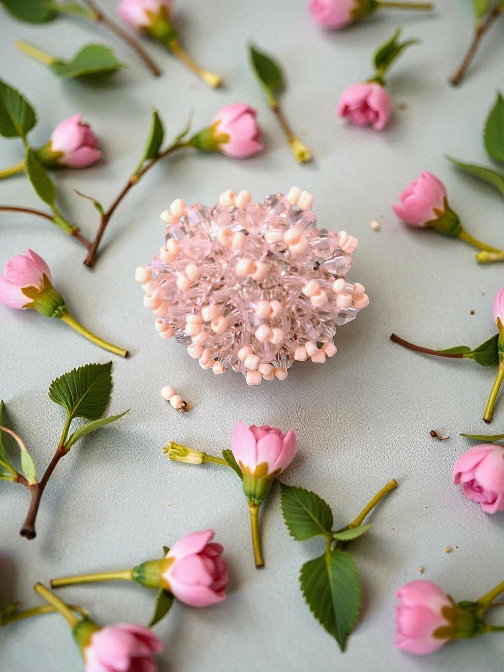 Inhanns Rang-E-Roshan Adjustable Ring – Handmade Crystal Statement Ring - Baby Pink | Grocsy