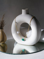 Layered Pearl and Emerald Neckpiece (gold) - Ruby Raang | Grocsy