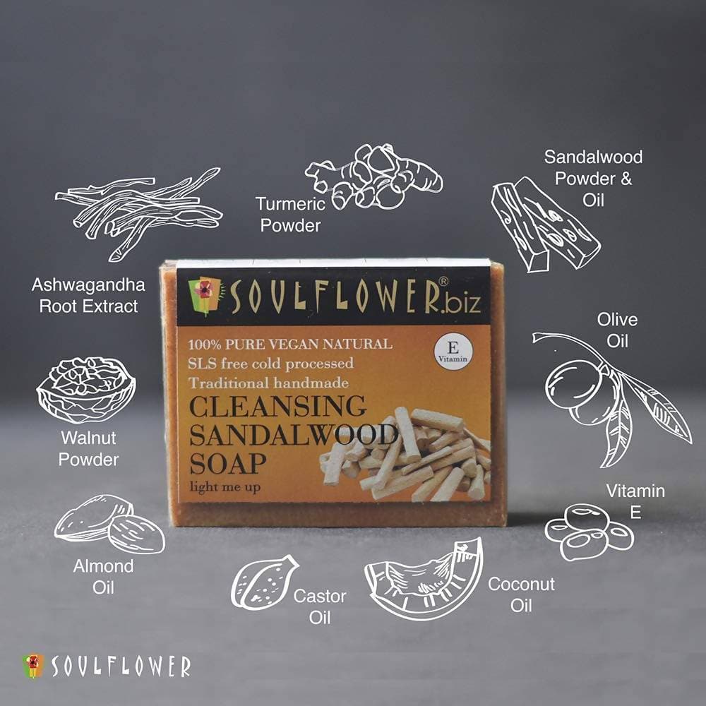Soulflower Cleansing Sandalwood Soap | Grocsy