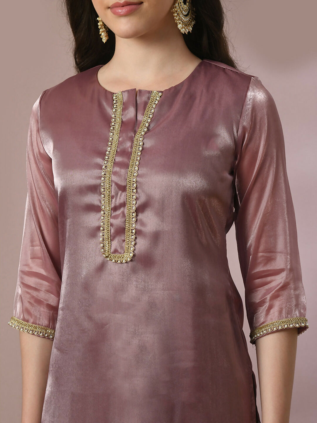Myshka Women's Brown Solid Straight Party Kurta Set With Dupatta | Grocsy