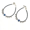Mominos Fashion Kamal Johar Nazariya Silver/Black Anklets | Grocsy