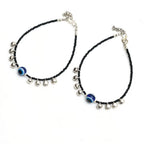 Mominos Fashion Kamal Johar Nazariya Silver/Black Anklets | Grocsy