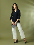 Myshka Women's Navy Blue Embellished Cotton Regular Party Tunic | Grocsy