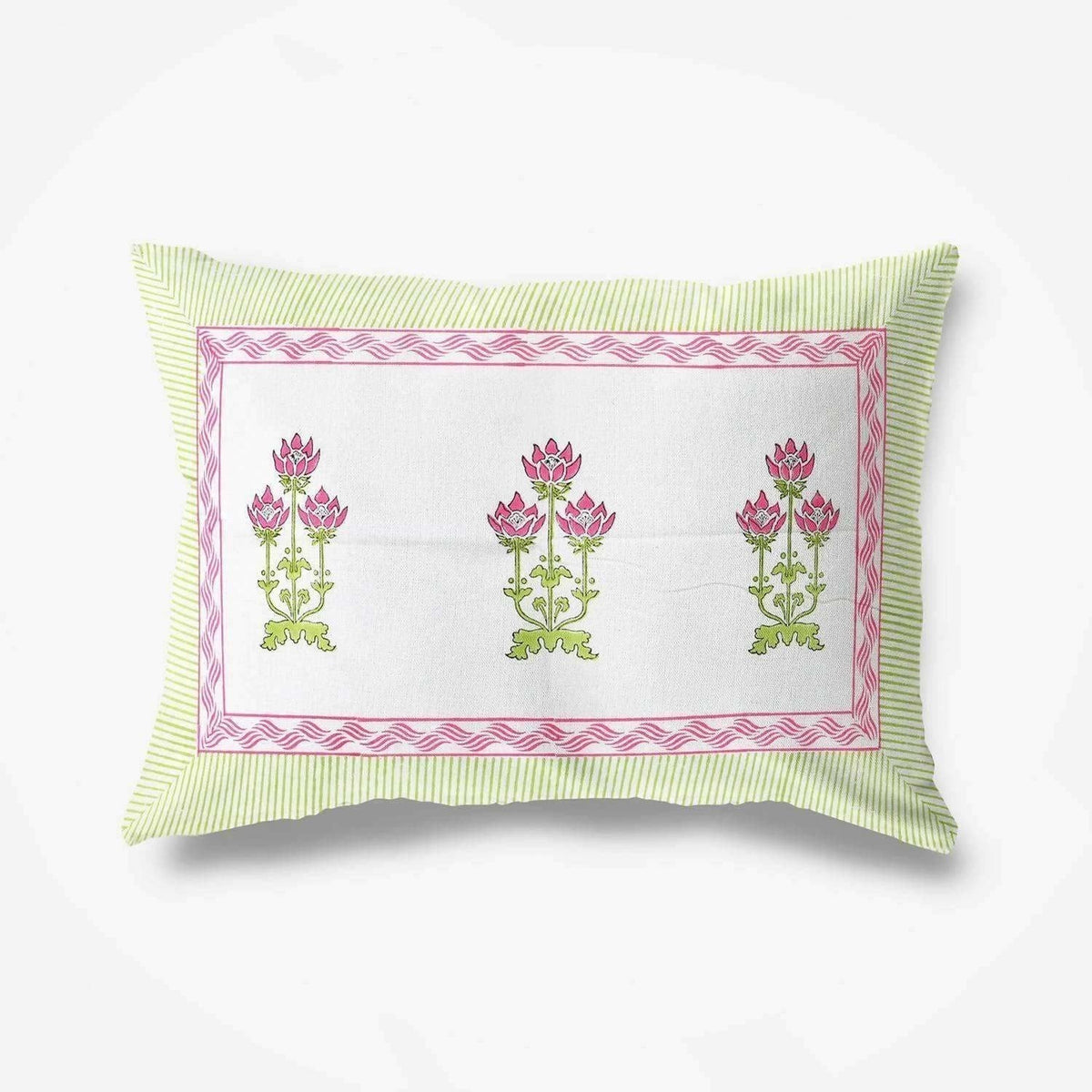Floral Hand Block Printed Double 90x108 Inches Bedspread with 2 Pillow Covers | Grocsy