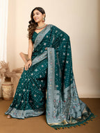 Rama Soft Silk Woven Meenakari Designer Saree - Vedanti | Grocsy