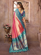 Aastha Fashion Red Banarasi Tissue Silk Weaving Saree | Grocsy