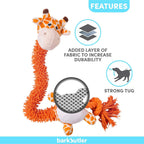 BarkButler Garry The Giraffe Soft Squeaky Plush Dog Toy - Orange | Grocsy