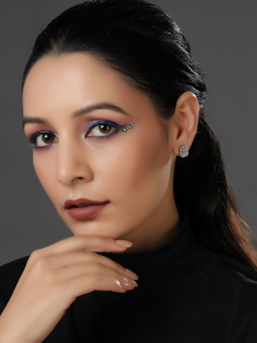 Silver Diamond Studs- Ruby Raang | Grocsy