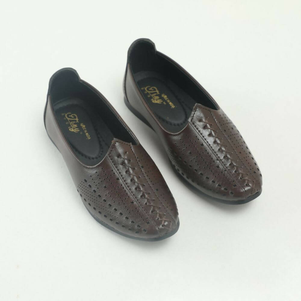 Tiny Bugs Boys Party & Ethnic Wear Mojari - Dark Brown | Grocsy
