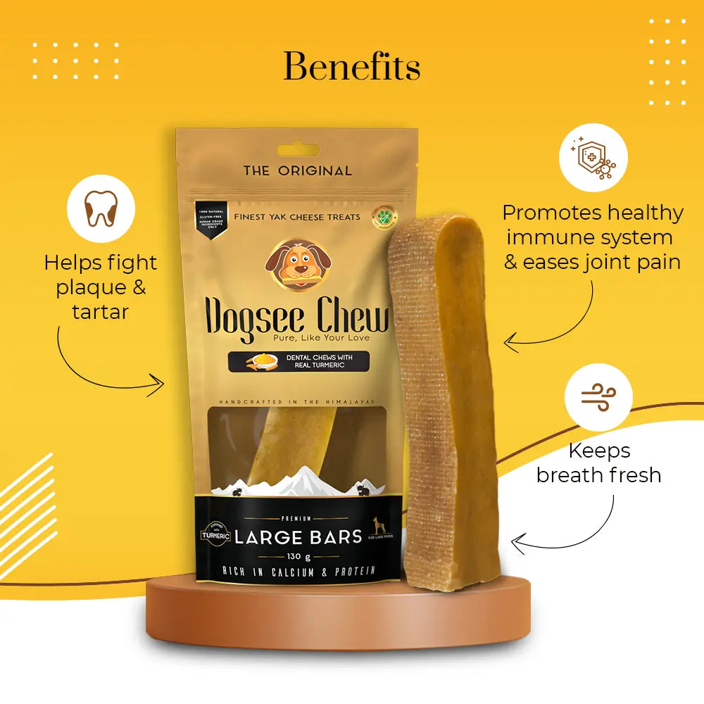 Dogsee Turmeric Large Bars: Long-Lasting Dental Chews For Large Dogs | Grocsy