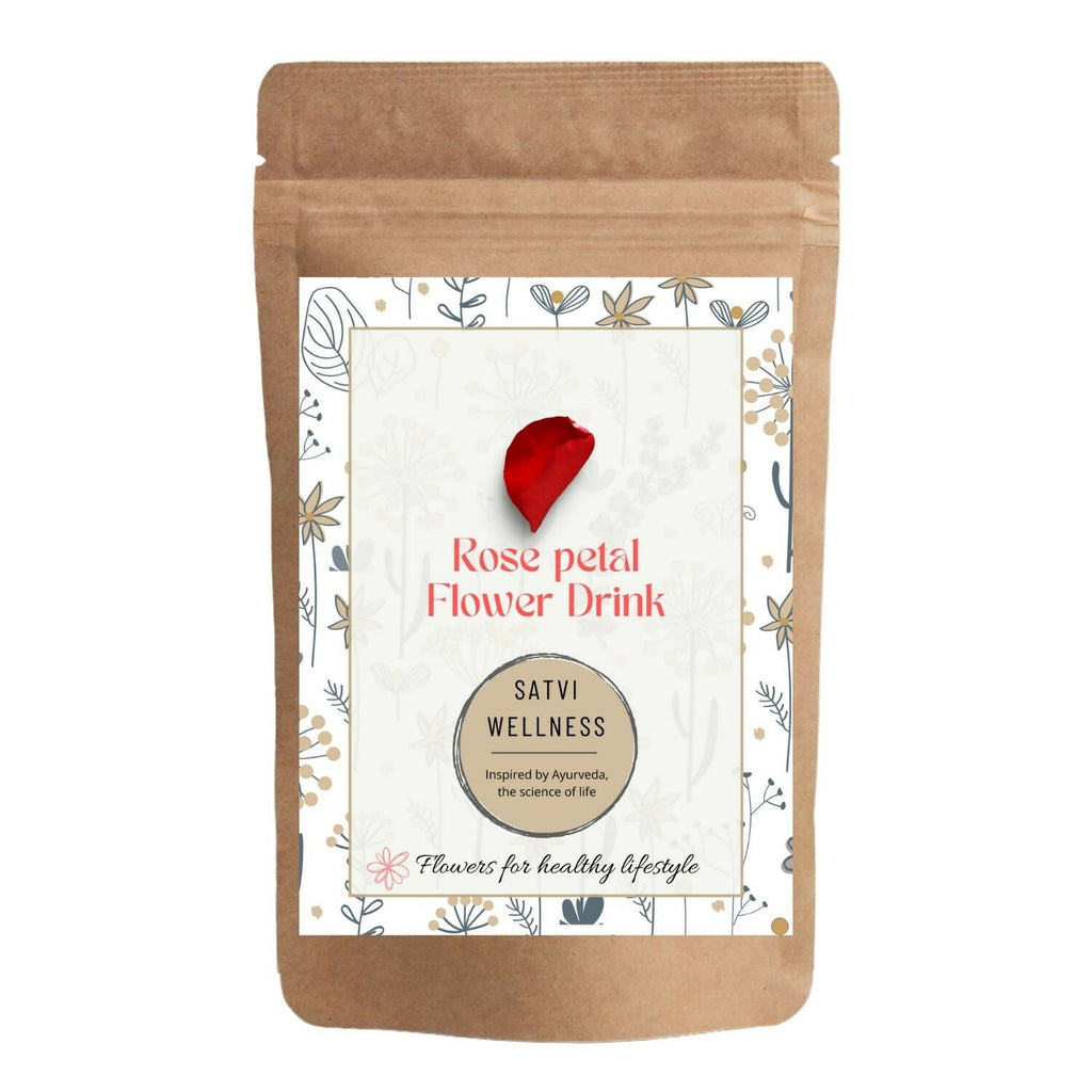 Satvi Wellness Rose Petal Flower Tea | Rose Petal Tea | Rose Flower Drink Mix | Herbal Tea | Grocsy