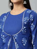 Ahalyaa Womens Beautiful Royal Blue Pure Cotton Printed Kurtas | Grocsy