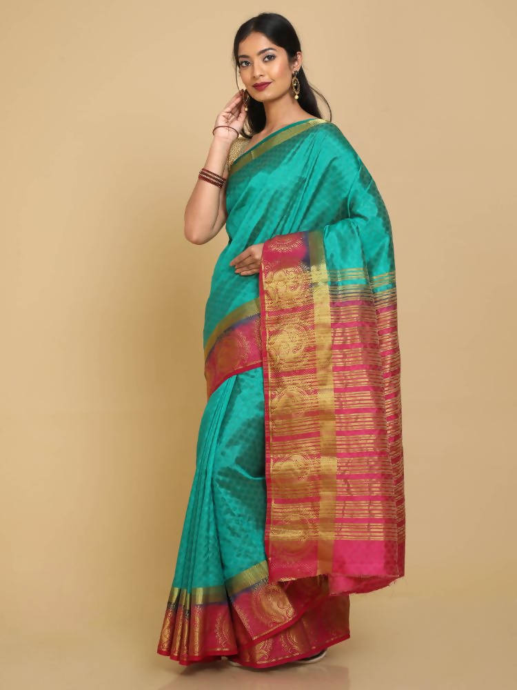 Kalamandir Floral Green Pashmina Saree | Grocsy