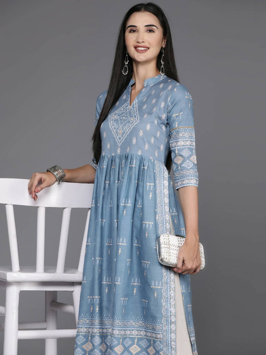 Ahalyaa Women's Traditional wear Kurta - Powder Blue | Grocsy