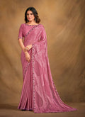 Pink Sequence/Georgette Film Jacqurad Designer Saree with Unstitched Blouse - Norita Mahitha | Grocsy