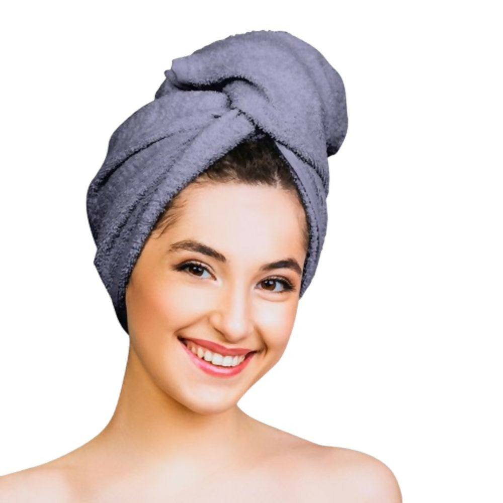 Nykaa Naturals Microfiber Hair Wrap for Frizz Free & Shiny Hair - Grey | Grocsy