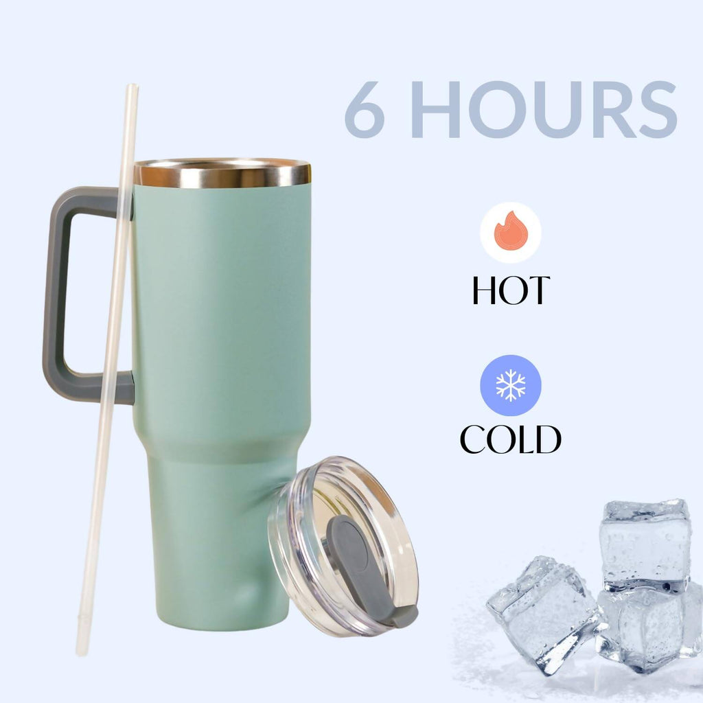 Nestasia Tumbler with Handle Straw & Lid - 1.2L (Green) | Grocsy