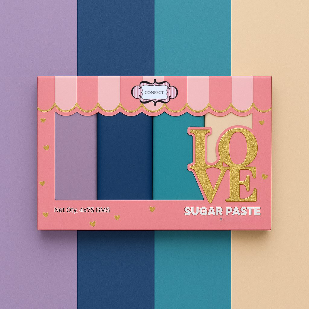 Confect Multipack of Lavender, Navy Blue, Teal and Skin Sugarpaste 15 | Grocsy