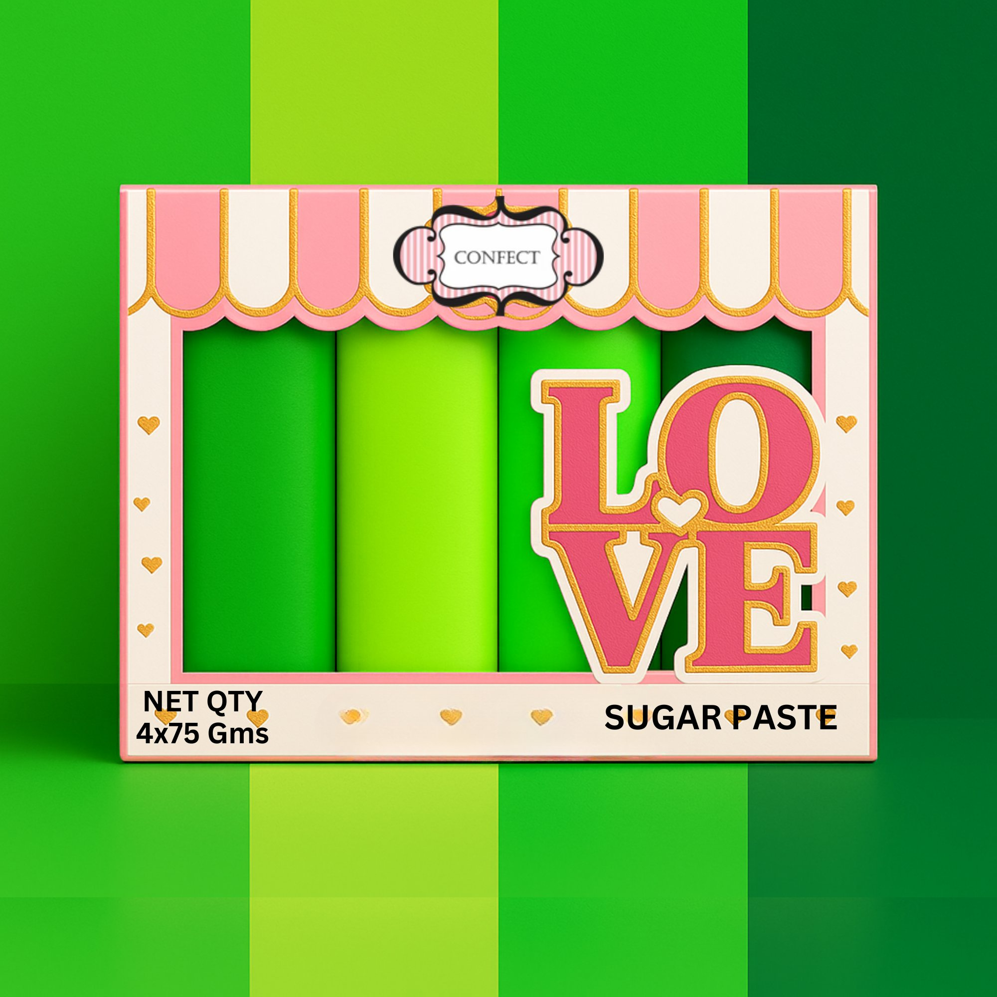 Confect Multipack of Pea green, Lime Green, Neon Green and Emerald Green Sugarpaste 07 | Grocsy