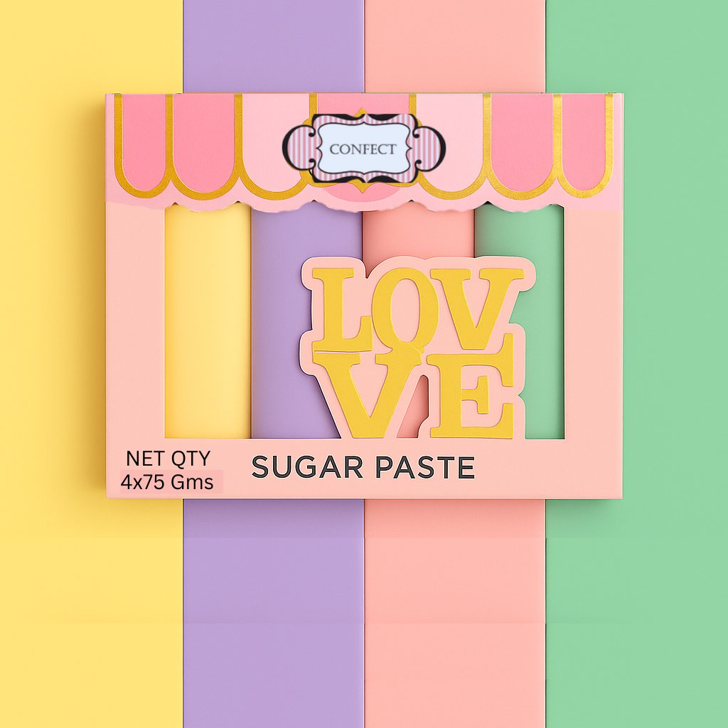 Confect Multipack of Lemon Yellow, Lavender, Blush pink and Mint Green Sugarpaste 01 | Grocsy