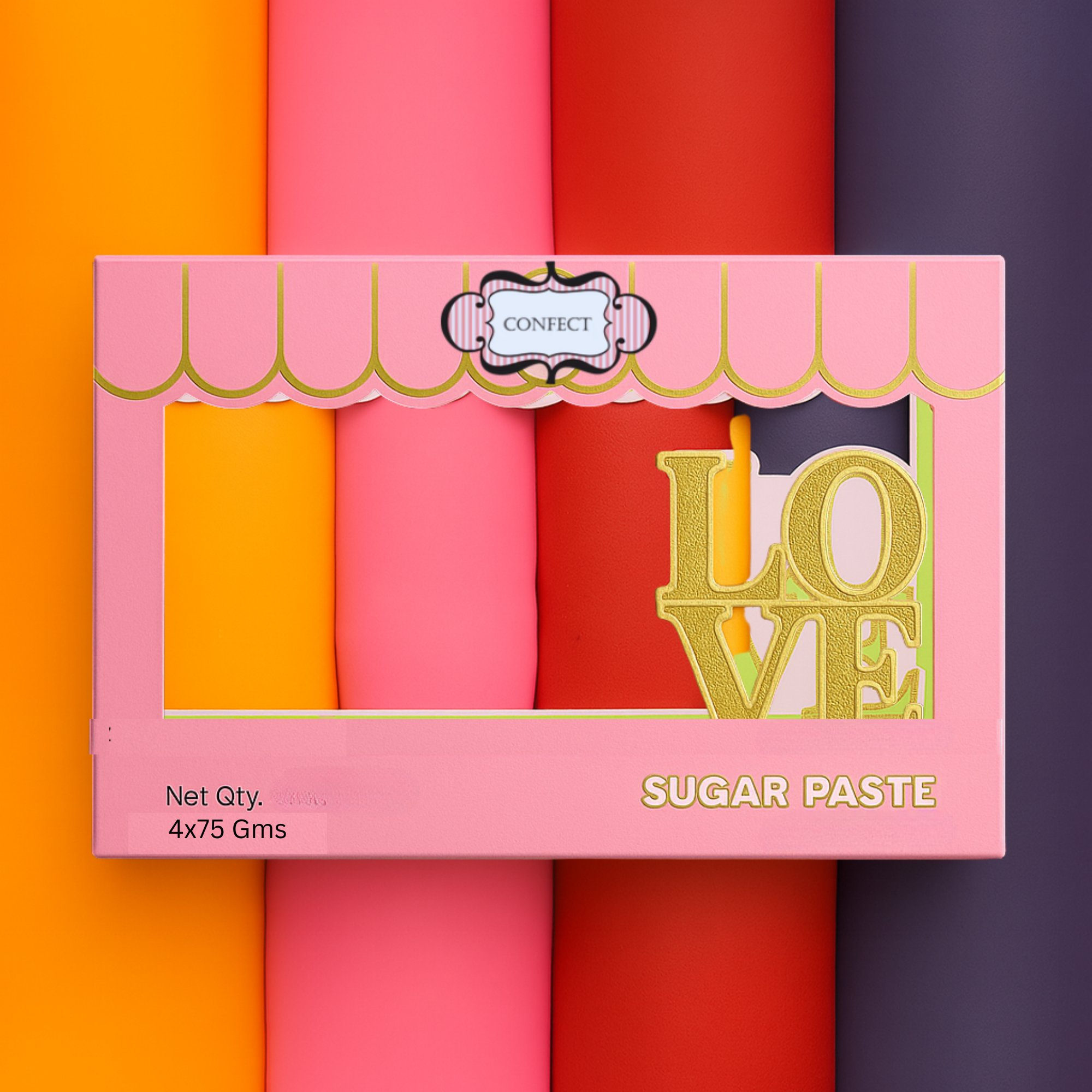 Confect Multipack of Orange, Hot pink, Red and Purple Sugarpaste 13 | Grocsy