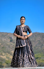 Lehenga Mart Designer Bollywood Style Wedding Lehenga Choli - Black | Grocsy