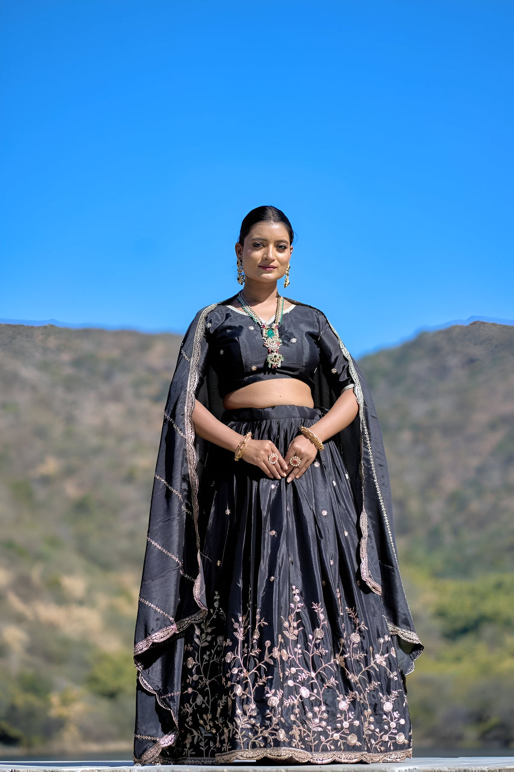 Lehenga Mart Designer Bollywood Style Wedding Lehenga Choli - Black | Grocsy