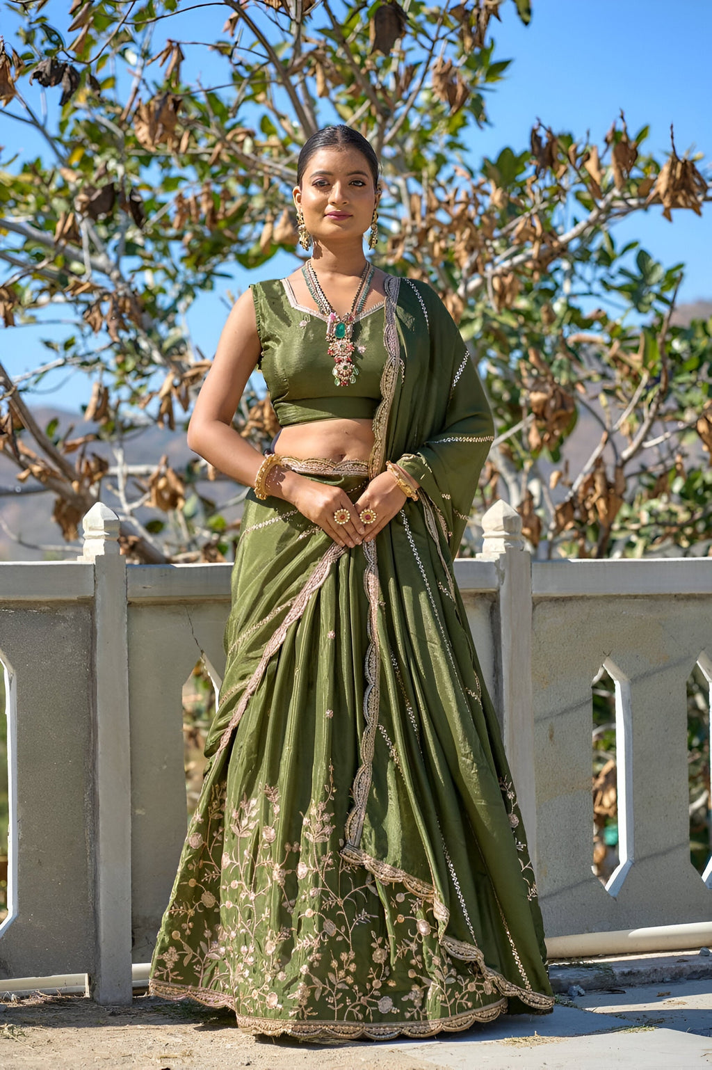 Lehenga Mart Designer Bollywood Style Wedding Lehenga Choli - Mahendi | Grocsy