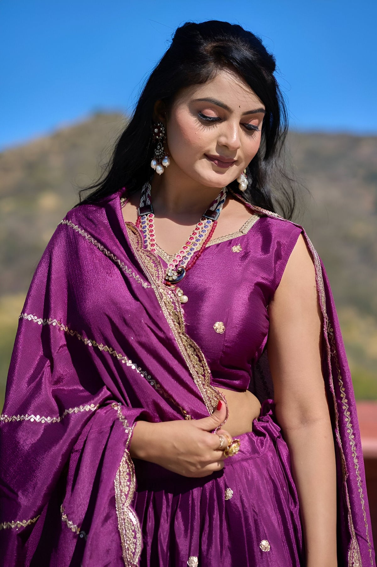 Lehenga Mart Designer Bollywood Style Wedding Lehenga Choli - Wine | Grocsy