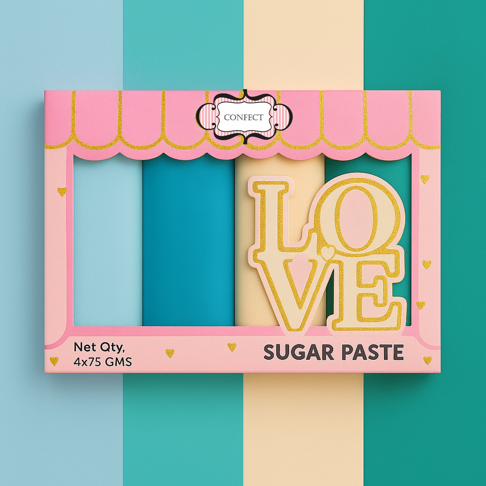 Confect Multipack of Baby Blue, Electric Blue, Ivory and Teal Sugarpaste 11 | Grocsy