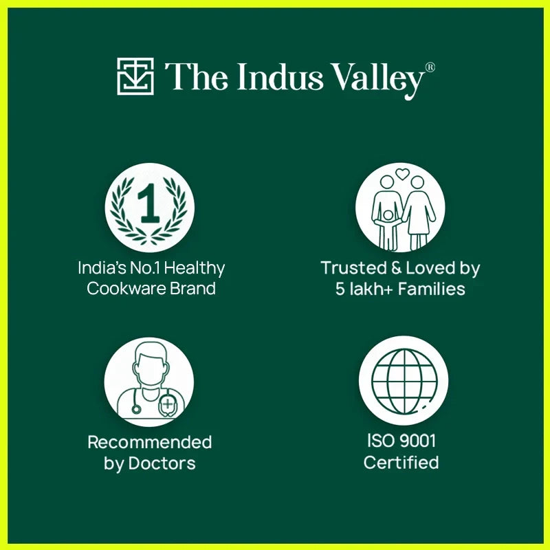 The Indus Valley CASTrong Cast Iron Kadai, Pre-seasoned, Nonstick, 100% Pure, Toxin-free, 20.3cm, 1.4L, 1.5kg | Grocsy