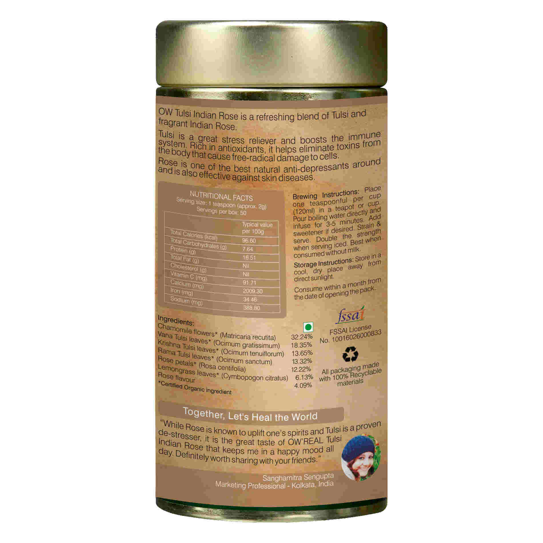 Organic Wellness Tulsi Indian Rose Tin Pack | Grocsy