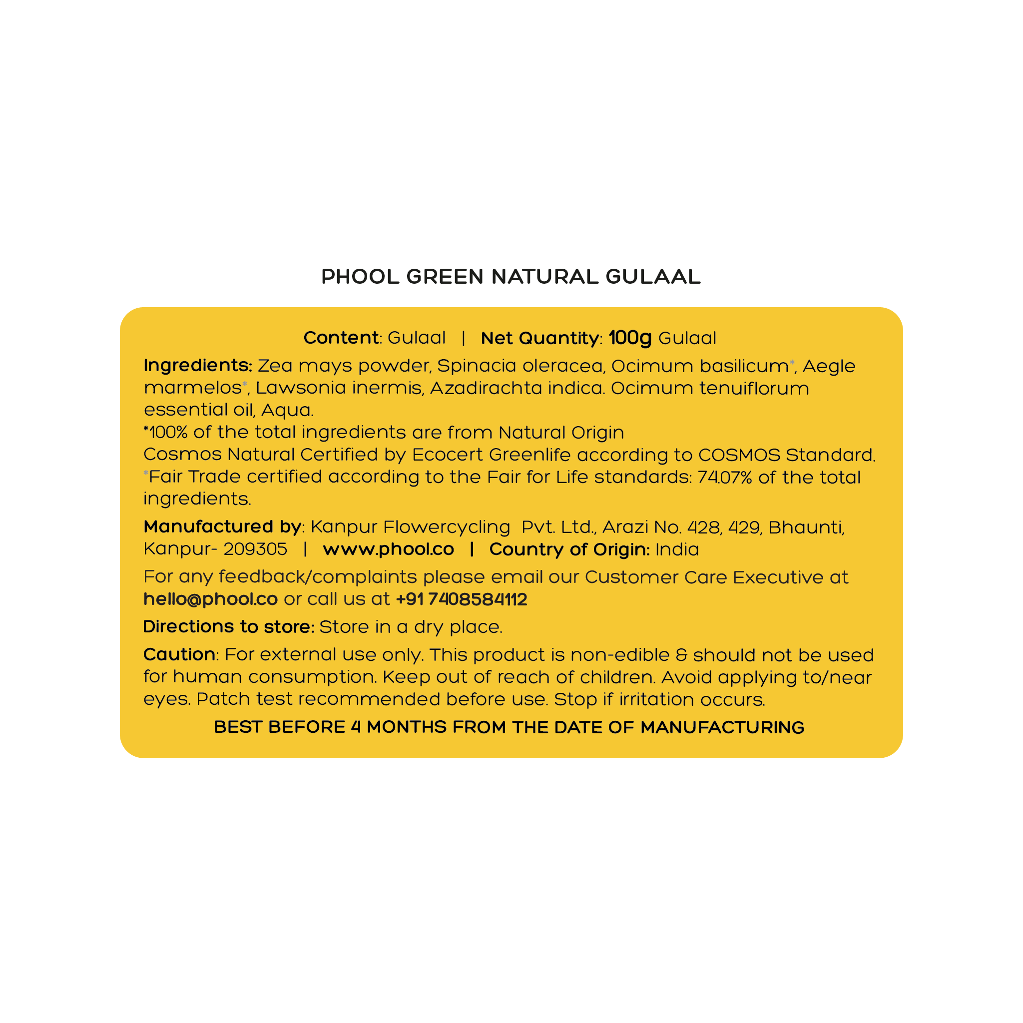Phool Green Natural Gulaal | Grocsy